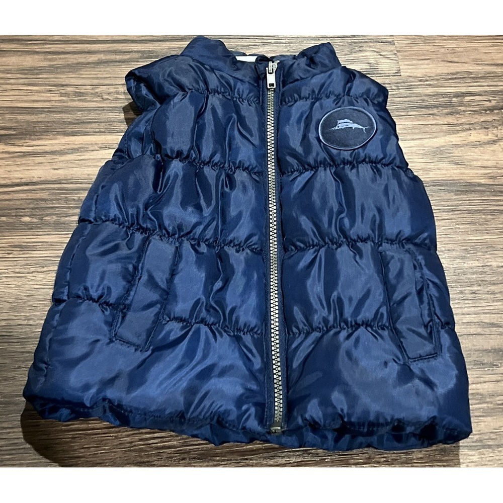 Tommy Bahama Baby Boys Size 24M Puffer Vest Jacket Navy Blue with Logo Patch